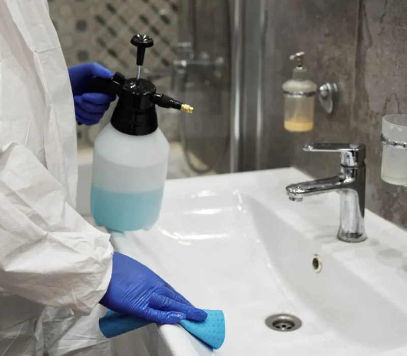 Person Cleaning the Bathroom Sink