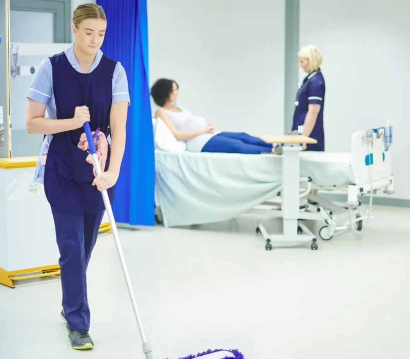 young hospital cleaner